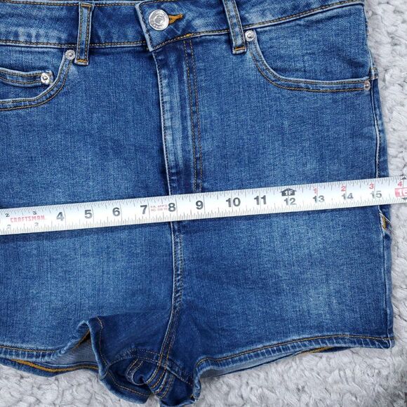 Asos High Rise Lift and Contour Jean Shorts Mid Blue Stretch US 6 UK 10 Shortie - Picture 10 of 11